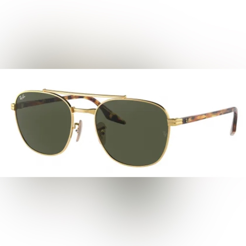 Ray-Ban Gold Sunglasses with Dark Green Lenses